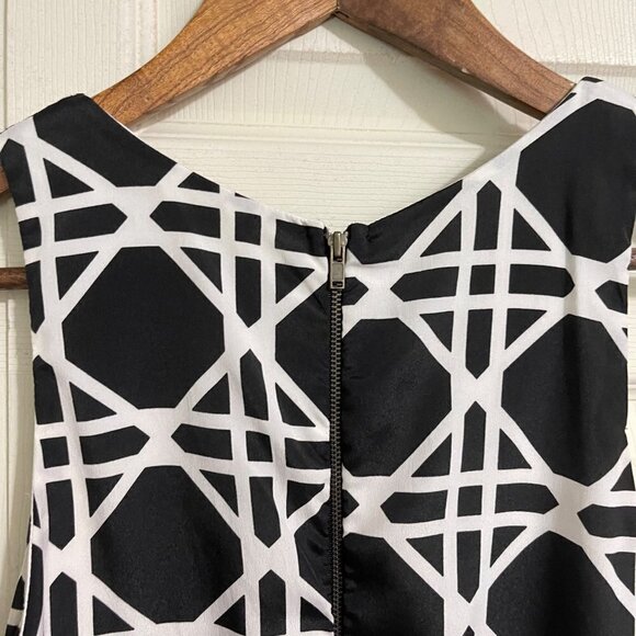 Everly Womens Black White Geometric Stripe Sleeveless Career Shift Dress Medium - Picture 5 of 7